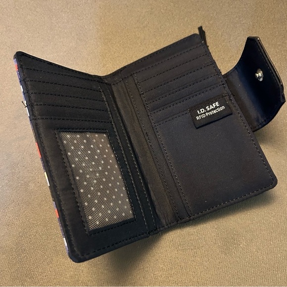 Nautica Striped White Blue Black and Red Wallet with RFID Protection - Picture 3 of 4